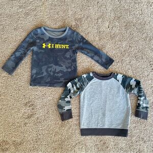 2 Kids Gray and Blue Camouflage Long Sleeve Tees